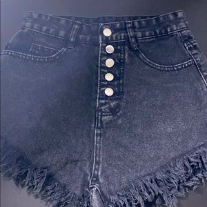 ADULT XS Raw Hem Button Fly Demin Black Shorts